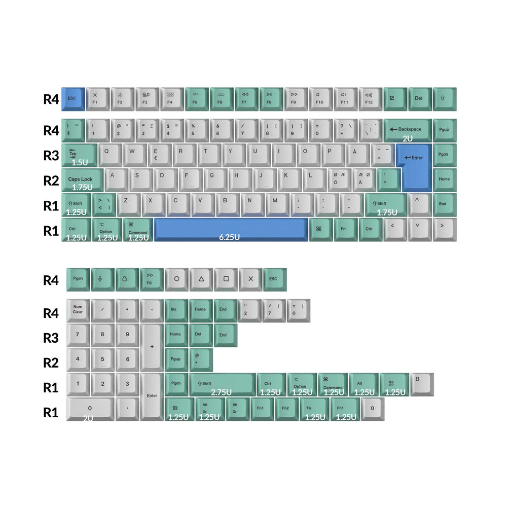 ISO Cherry Profile Dye-Sub PBT Komplettset Tastenkappen-Set – Eisberg