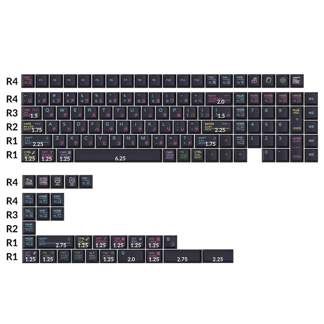 Neon Nacht - Cherry Profil Dye-Sub PBT Volltastensatz