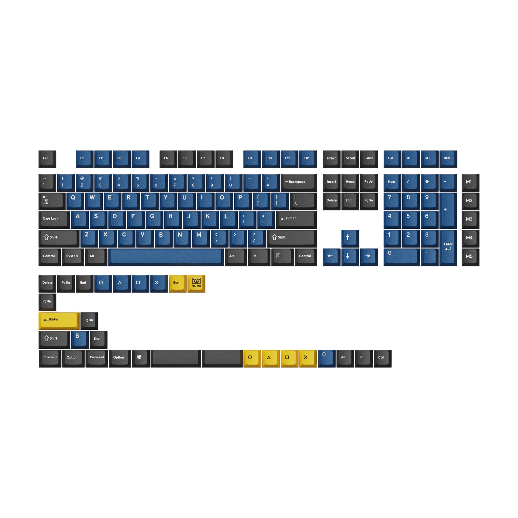 Cherry-Profil Double-Shot PBT vollständiges Tastenkappen-Set - Dolch Rot, Grau Weiß Minze, Blau Schwarz Gelb