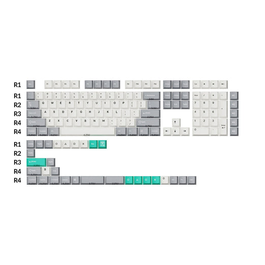 Cherry-Profil Double-Shot PBT vollständiges Tastenkappen-Set - Dolch Rot, Grau Weiß Minze, Blau Schwarz Gelb