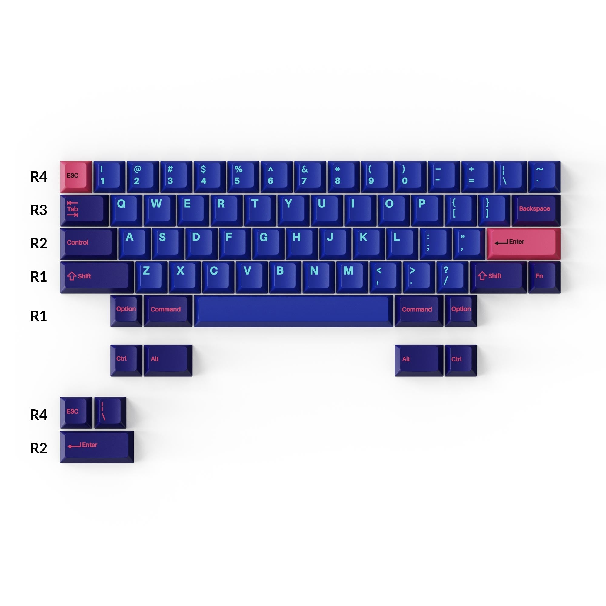 Cherry Profile Double-Shot PBT Full Set Keycaps Player HHKB Layout