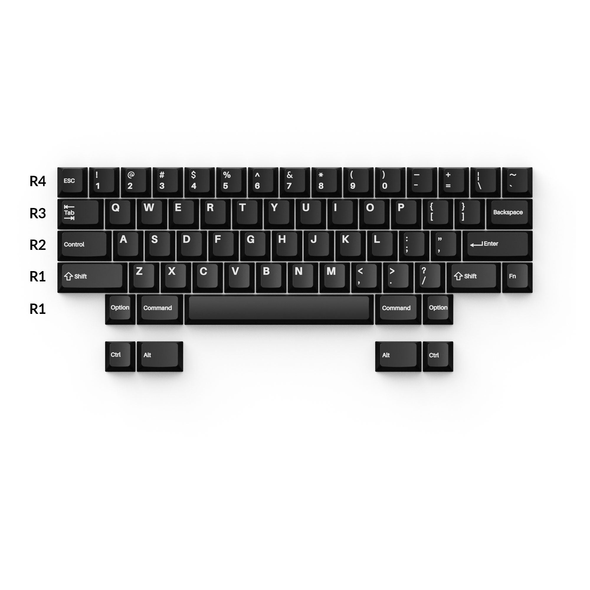 Cherry Profile Double-Shot PBT Keycaps Full Set-White on Black Wob