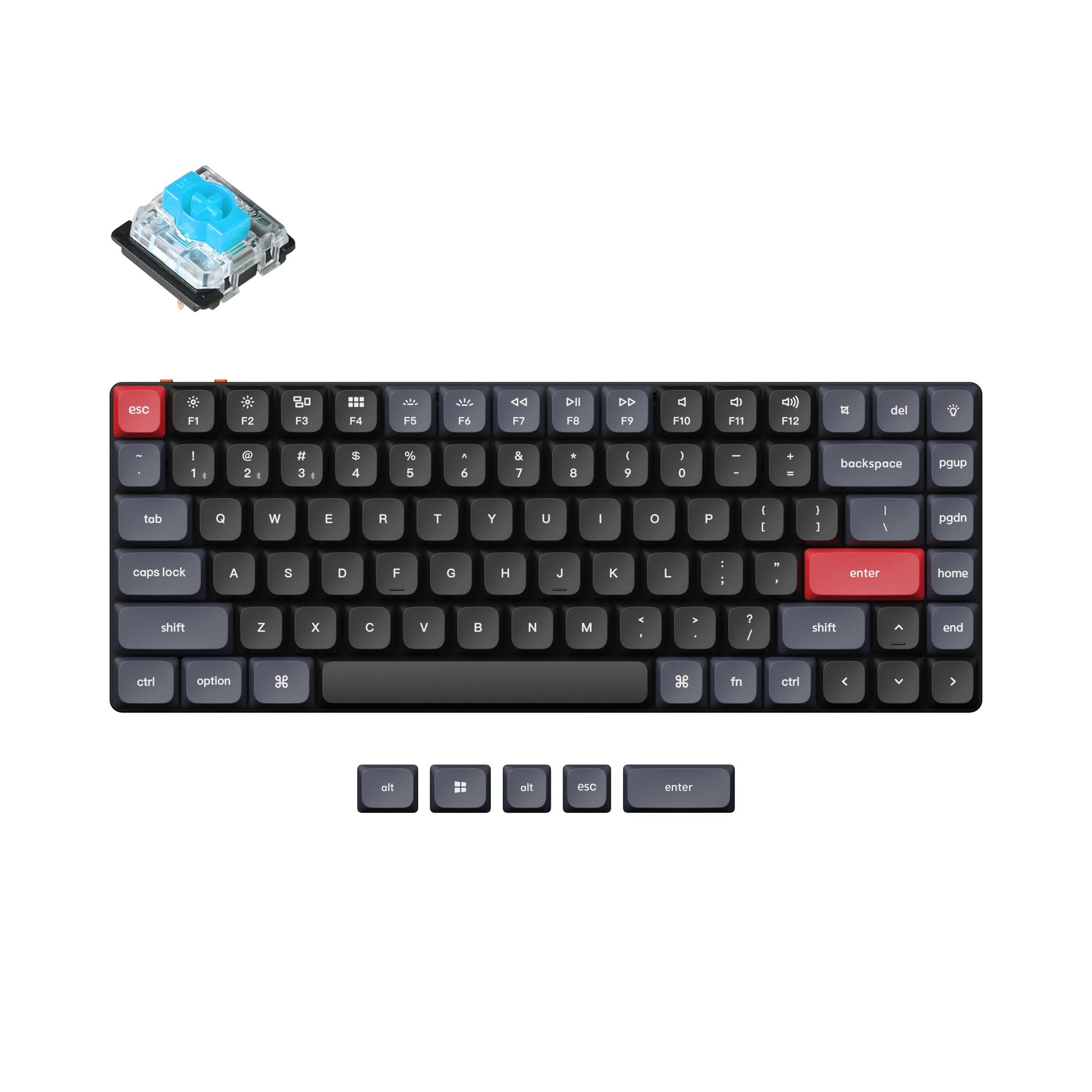 Keychron K3 Pro QMK/VIA ultra-slim custom mechanical keyboard 75% layout for Mac Windows Linux low-profile Gateron blue