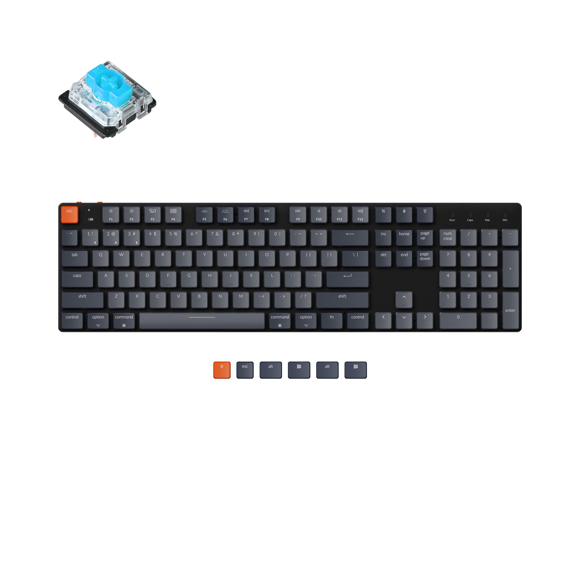 Keychron K5 SE Ultra Slim Low Profile Wireless Mechanical Keyboard For Mac Windows White Backlight Gateron Mechanical Switch Blue