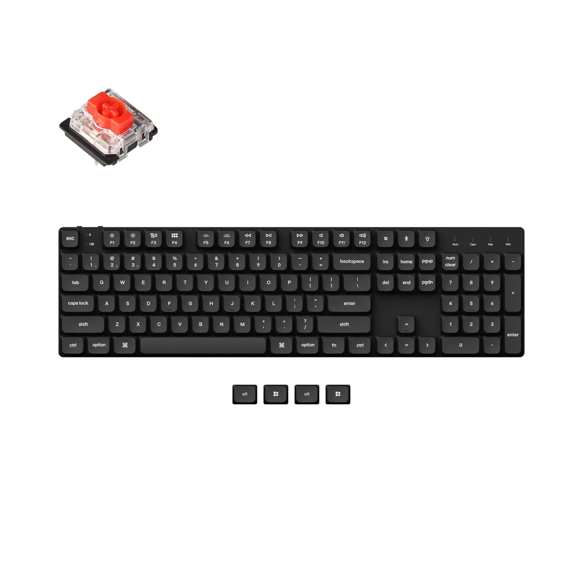 Keychron K5 SE Ultra Slim Low Profile Wireless Mechanical Keyboard For Mac Windows White Backlight Low Profile Double Shot PBT LSA Black Keycap Gateron Mechanical Switch Red