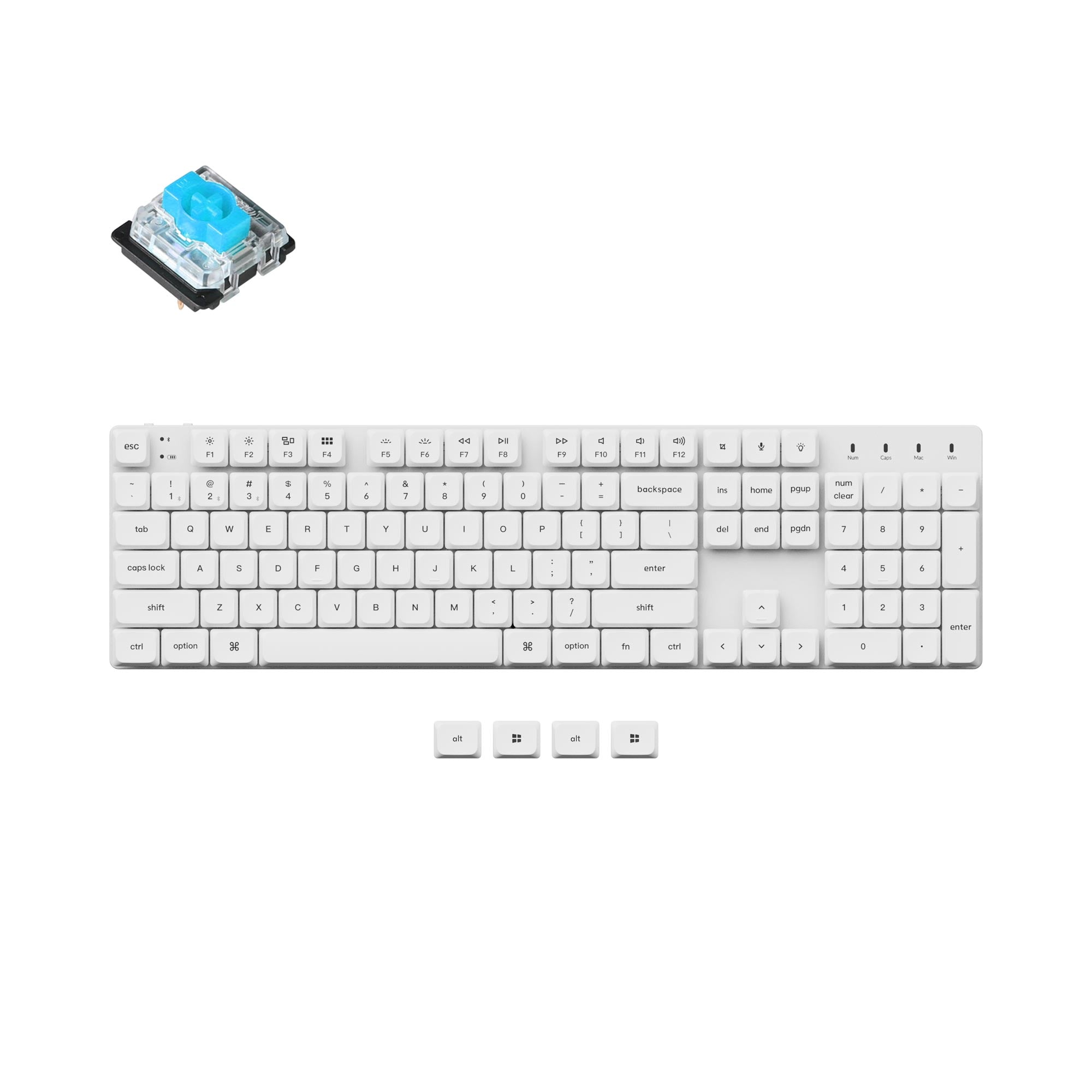 Keychron K5 SE Ultra Slim Low Profile Wireless Mechanical Keyboard For Mac Windows White Backlight Low Profile Double Shot PBT LSA Keycap Gateron Mechanical Switch Blue