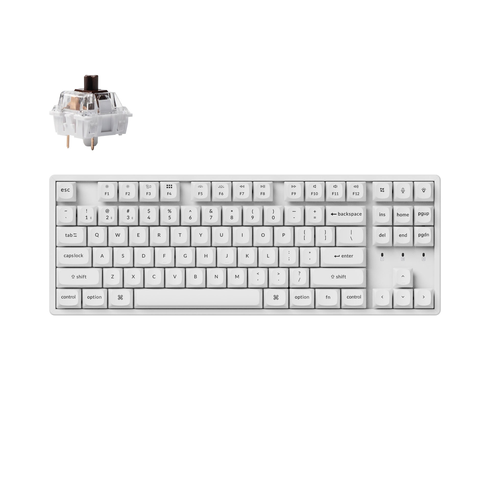 Keychron K8 Pro QMK/VIA Wireless Mechanical Keyboard 80 Percent Tenkeyless Layout Aluminum White for Mac Windows Hot-Swappable Keychron K Pro Mechanical Brown Switch