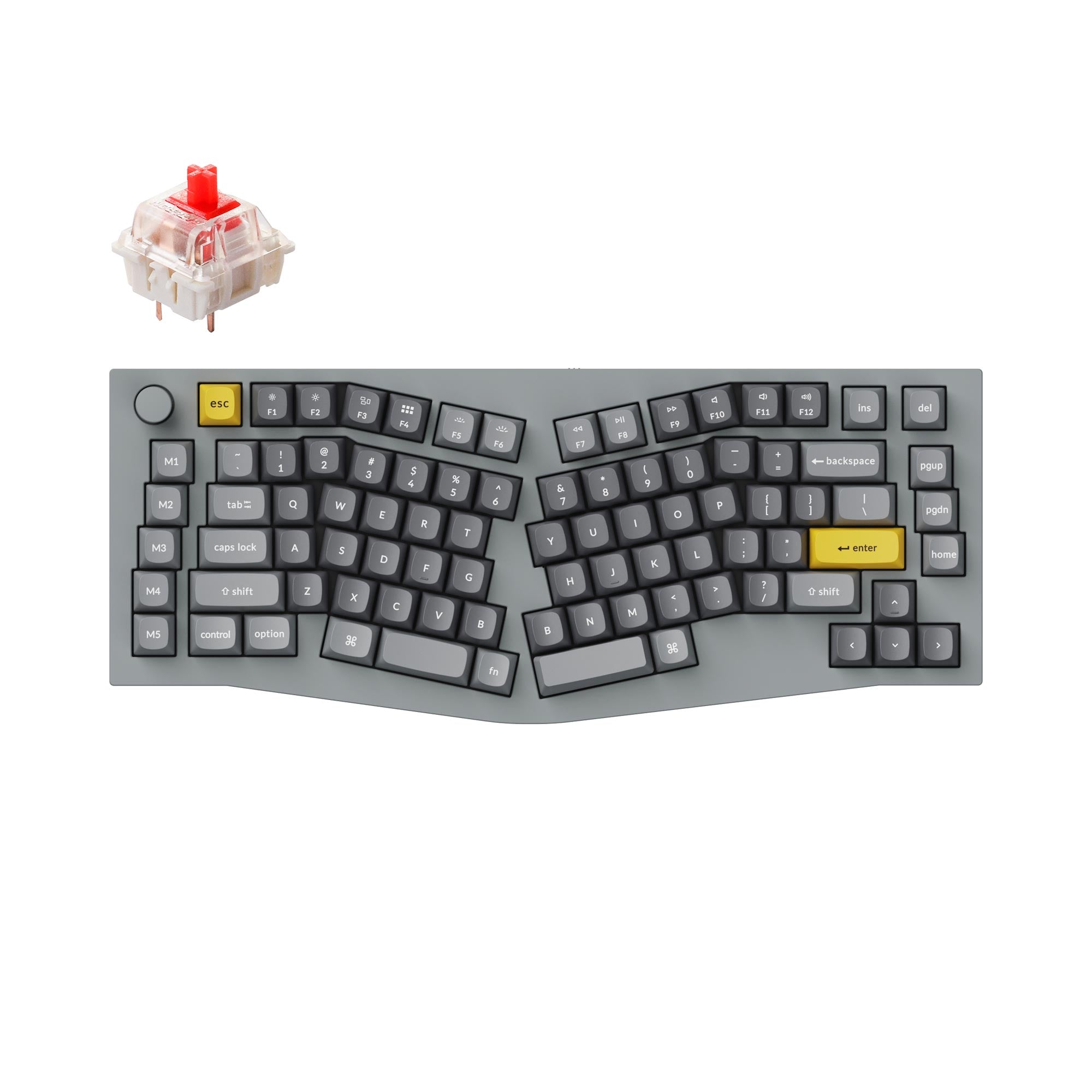 Keychron Q10 QMK/VIA custom mechanical keyboard 75% layout Alice layout knob version full aluminum grey frame B for Mac Windows Linux Gateron G Pro switch red