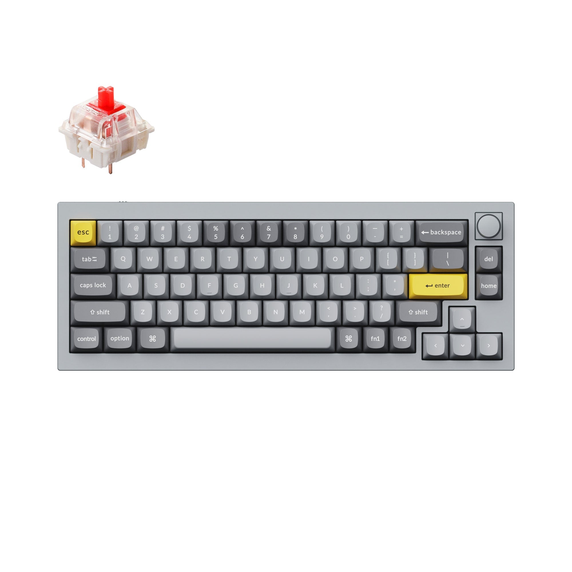 Keychron Q2 QMK VIA custom mechanical keyboard 65 percent layout full aluminum grey frame knob for Mac Windows iOS RGB backlight with hot swappable Gateron G Pro switch red