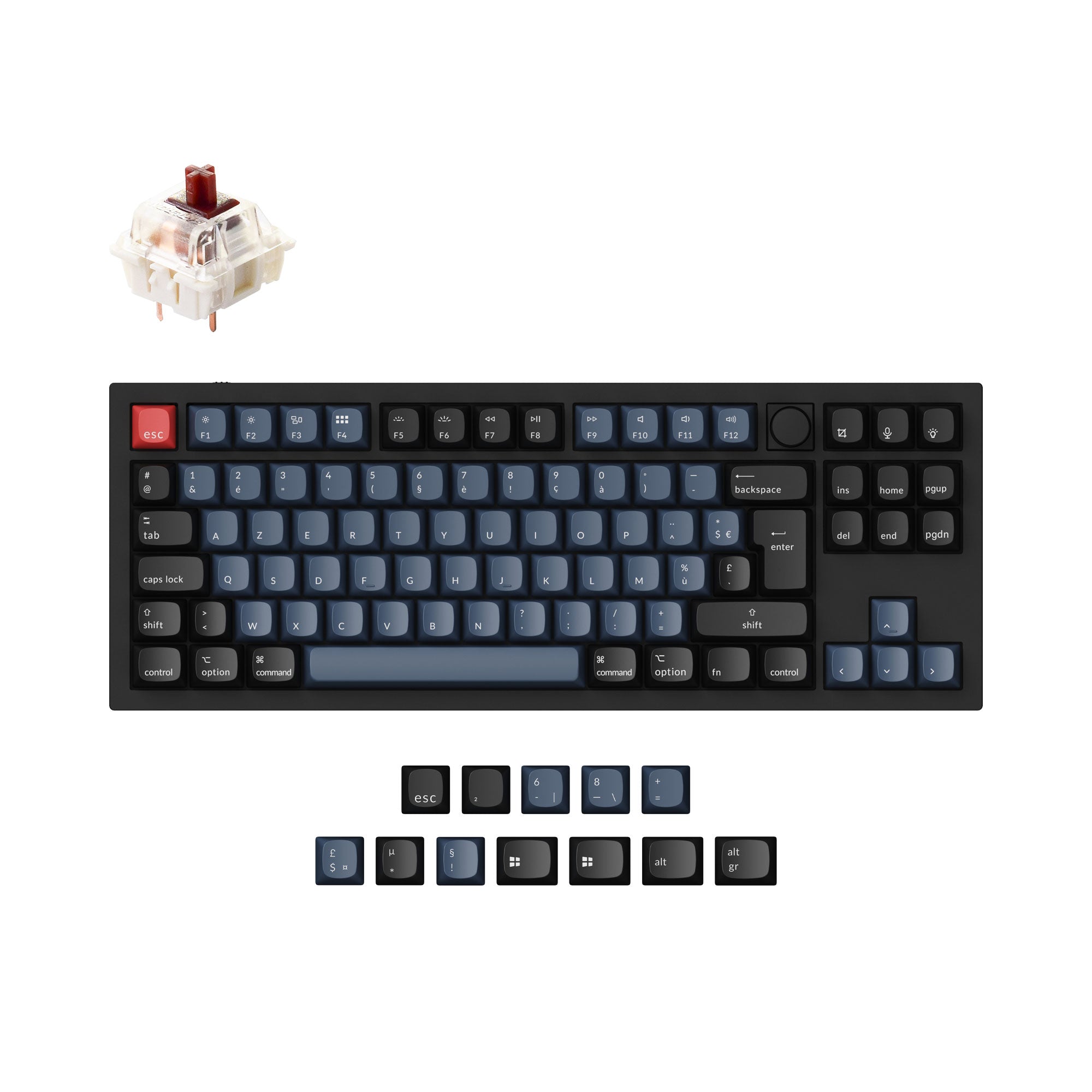 Keychron Q3 QMK VIA Custom Mechanical Keyboard Tenkeyless Full Aluminum Black Frame Knob France ISO Layout For Mac Windows Hot Swappable Gateron G Pro Brown