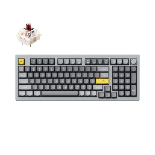 Keychron Q5 QMK VIA custom mechanical keyboard 1800 compact 96 percent layout full aluminum grey frame B knob for Mac Windows RGB backlight with hot swappable Gateron G Pro switch brown