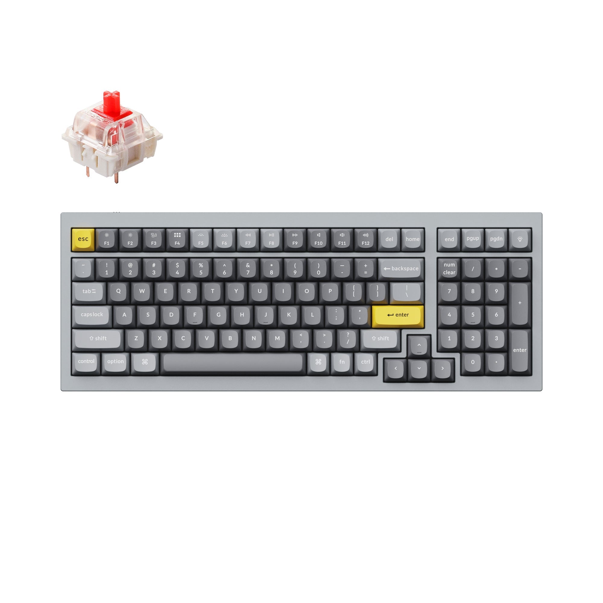 Keychron Q5 QMK VIA custom mechanical keyboard 1800 compact 96 percent layout full aluminum grey frame for Mac Windows RGB backlight with hot swappable Gateron G Pro switch red