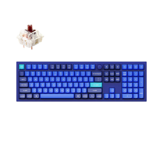 Keychron Q6 QMK VIA custom mechanical keyboard full size 100 percent layout full aluminum blue frame knob for Mac Windows RGB backlight with hot swappable Gateron G Pro switch brown