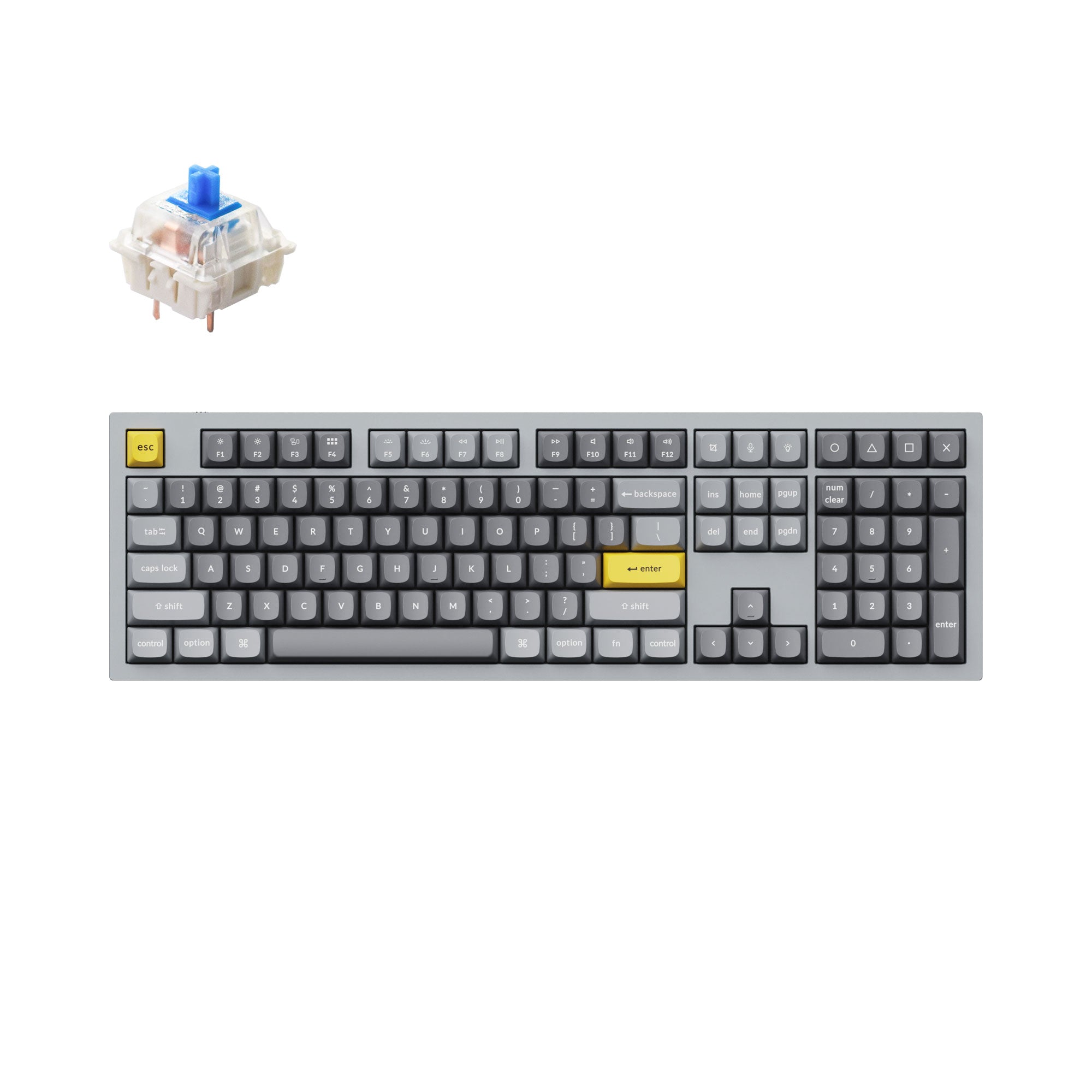 Keychron Q6 QMK VIA custom mechanical keyboard full size 100 percent layout full aluminum grey frame for Mac Windows RGB backlight with hot swappable Gateron G Pro switch blue