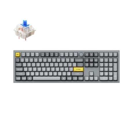 Keychron Q6 QMK VIA custom mechanical keyboard full size 100 percent layout full aluminum grey frame knob for Mac Windows RGB backlight with hot swappable Gateron G Pro switch blue