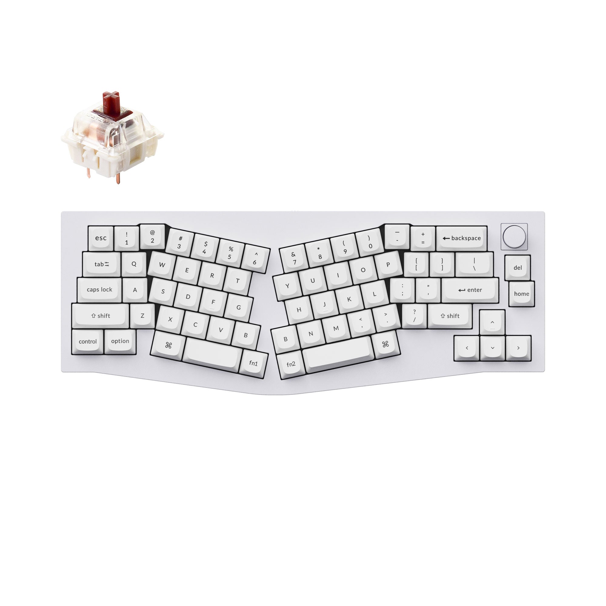 Keychron Q8 QMK/VIA custom mechanical keyboard Alice layout knob version full aluminum shell white for Mac Windows Linux fully assembled Gateron G Pro switch brown