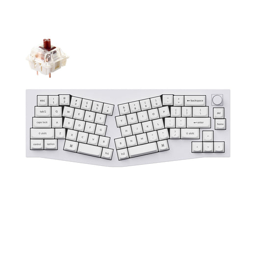 Keychron Q8 QMK/VIA custom mechanical keyboard Alice layout knob version full aluminum shell white for Mac Windows Linux fully assembled Gateron G Pro switch brown