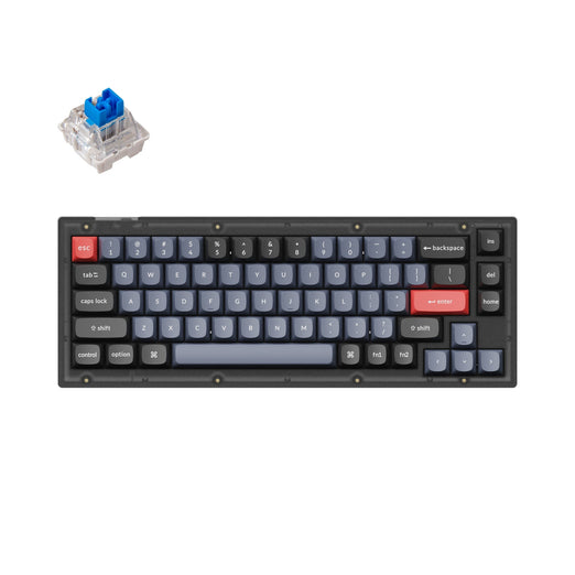 Keychron V2 Custom Mechanical Keyboard frosted black 65 percent layout with Keychron K Pro switch blue