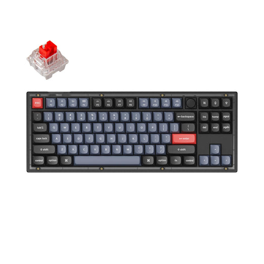 Keychron V3 Custom Mechanical Keyboard knob frosted black QMK/VIA tenkeyless hot-swappable Keychron K Pro switch red