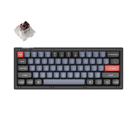Keychron V4 QMK VIA custom mechanical keyboard 60 percent layout frosted black for Mac Windows iOS RGB backlight with hot swappable Keychron K Pro switch brown
