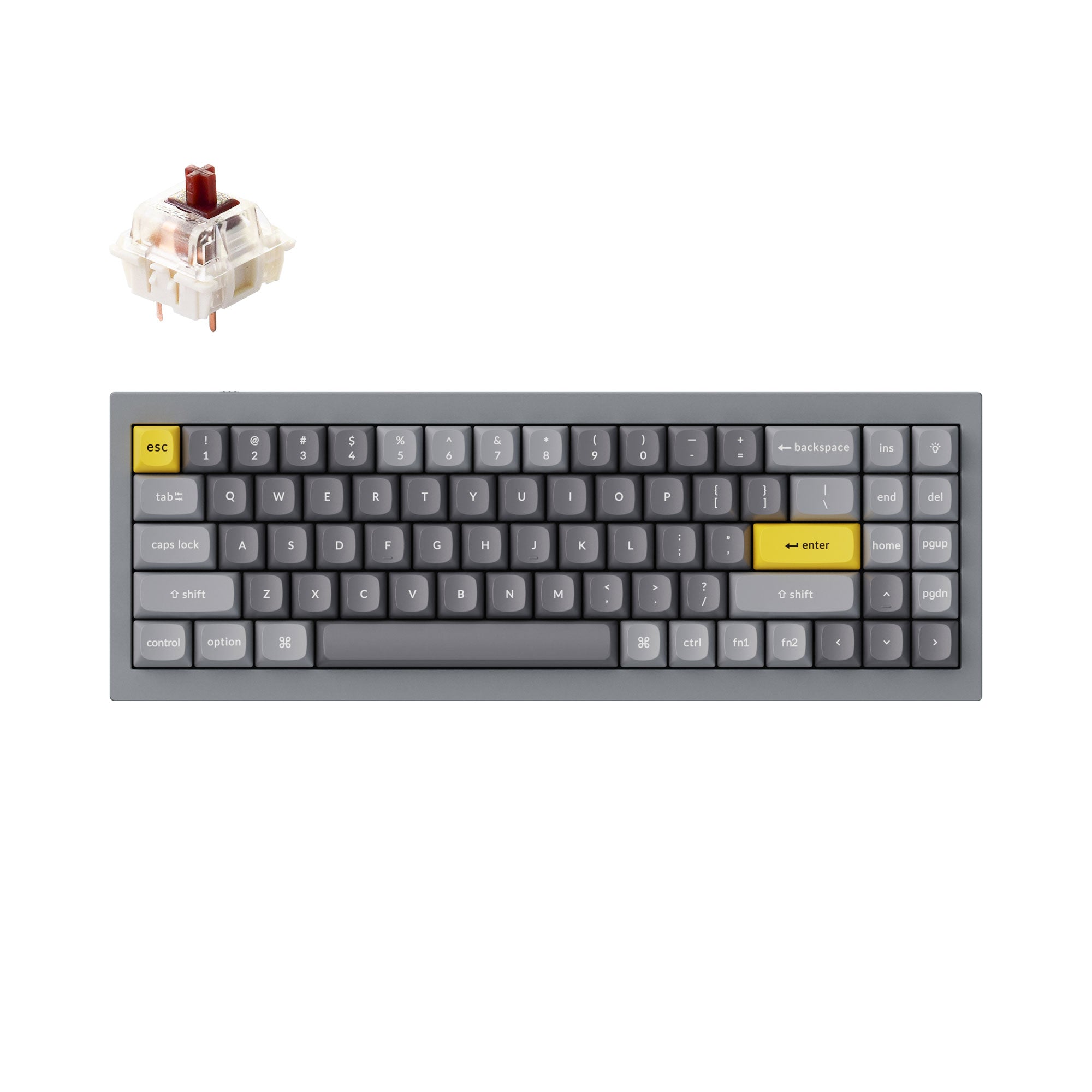 Keychron Q7 QMK/VIA custom mechanical keyboard 70 percent layout full aluminum for Mac Windows Linux fully assembled grey frame with Gateron G Pro switch brown