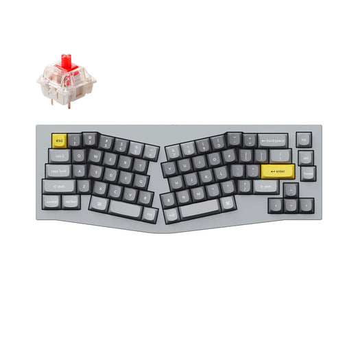 Keychron Q8 QMK/VIA custom mechanical keyboard Alice layout full aluminum frame for Mac Windows Linux fully assembled grey Gateron G Pro switch red