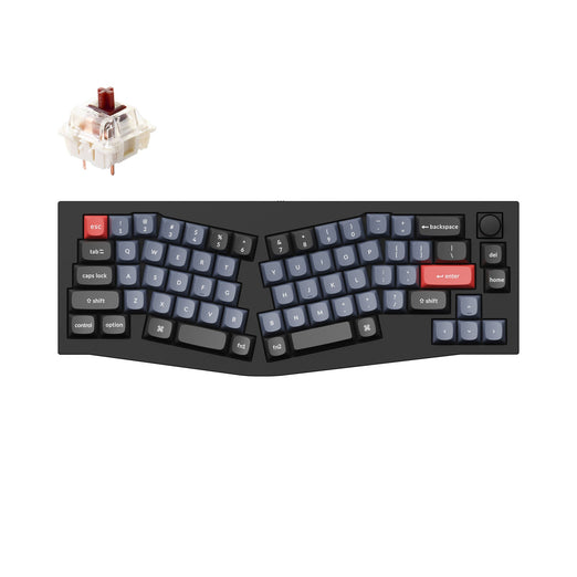 Keychron Q8 QMK/VIA custom mechanical keyboard Alice layout knob version full aluminum black frame for Mac Windows Linux fully assembled Gateron G Pro switch brown