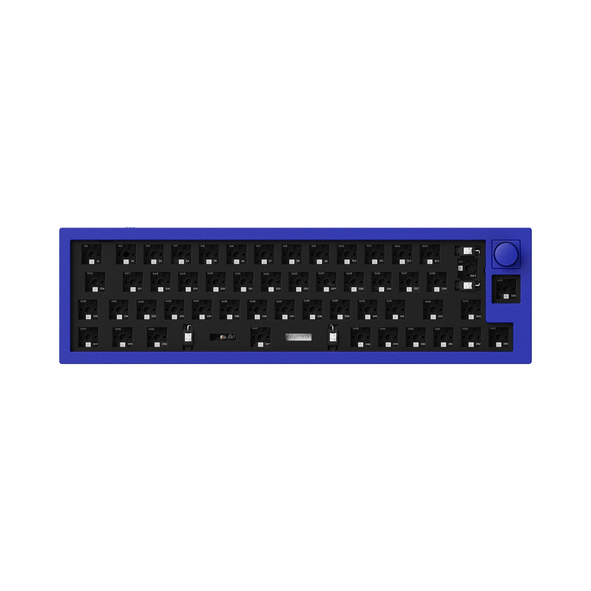 Keychron Q9 QMK/VIA custom mechanical keyboard knob version 40 percent ISO layout full aluminum body for Mac Windows Linux barebone frame blue