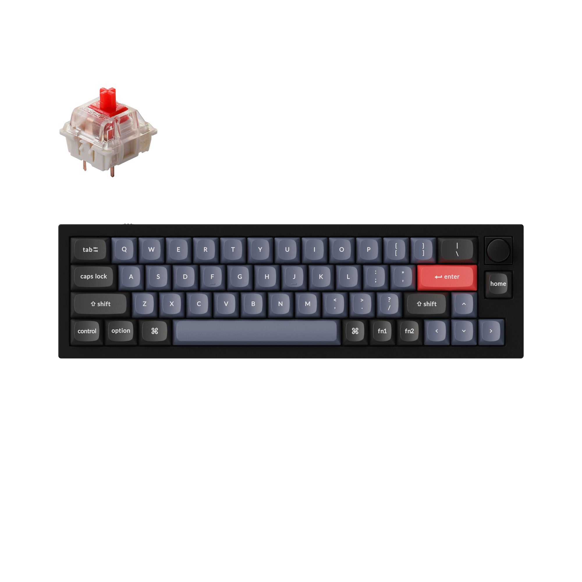 Keychron Q9 QMK/VIA custom mechanical keyboard knob version 40 percent layout full aluminum body for Mac Windows Linux fully assembled black frame with Gateron G Pro switch red