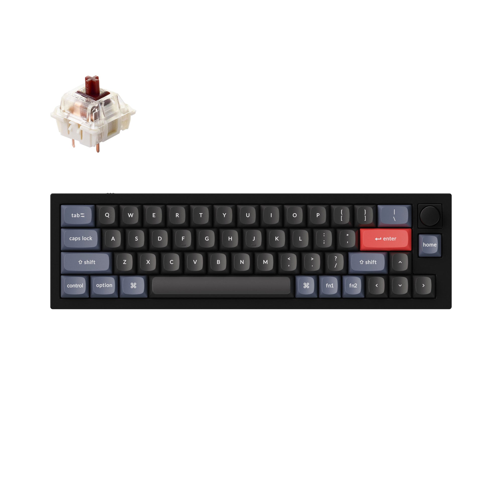 Keychron Q9 QMK/VIA custom mechanical keyboard knob version 40 percent layout full aluminum body for Mac Windows Linux fully assembled black frame B with Gateron G Pro switch brown