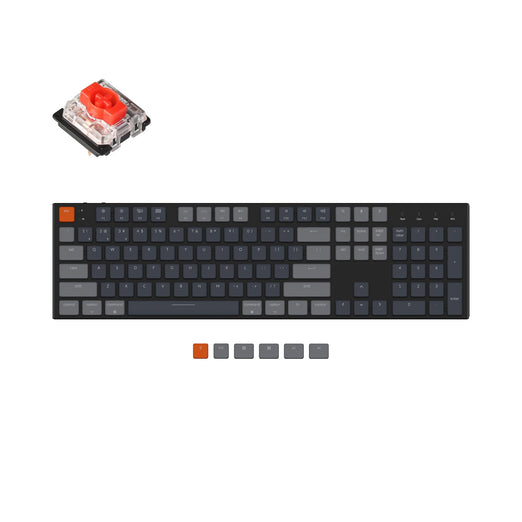 keychron k5 wired wireless low profile mechanical keyboard rgb backlight gateron mechanical switch red mac and windows