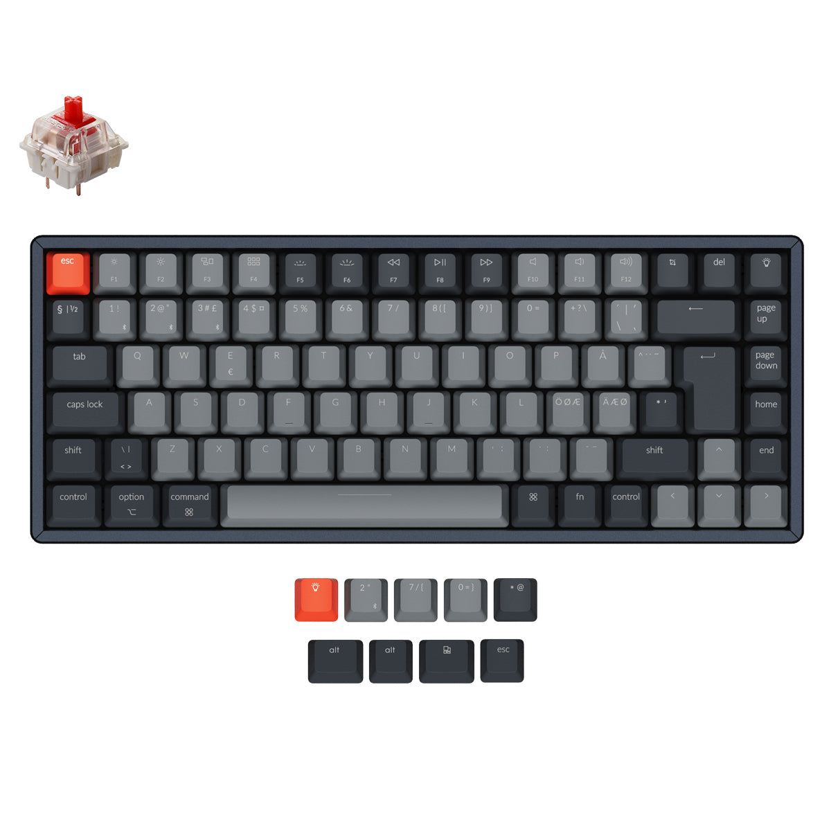 Keychron K2 kabellose mechanische Tastatur (Nordisches ISO-Layout) - Version 2